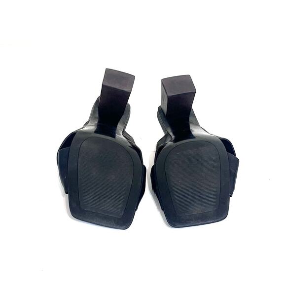 Mango MNG Y2K Open Toe Block Heel Womens Sandals Size 37 US 7 Black Square Toe - Picture 5 of 11